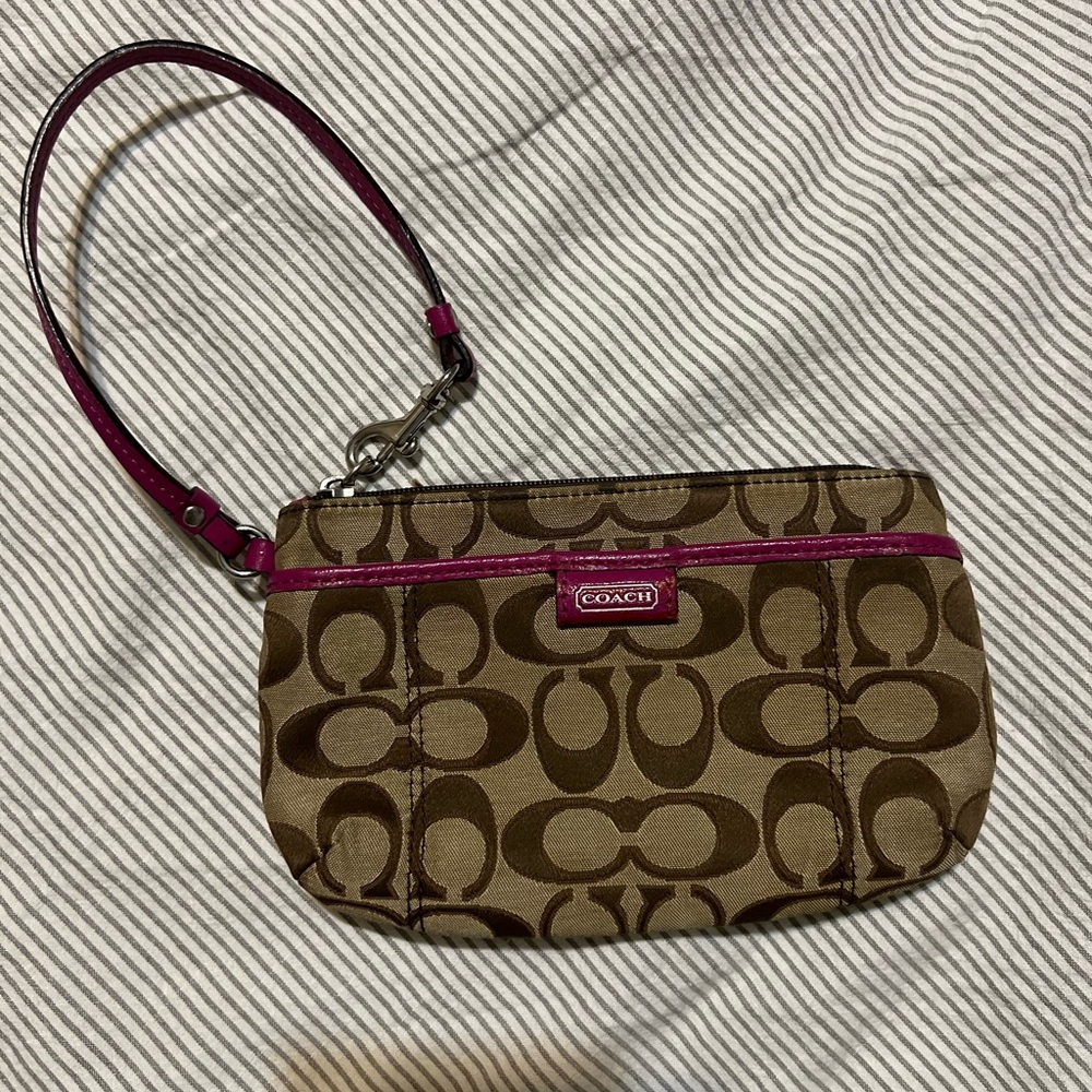 Coach Brown and Pink Wristlet